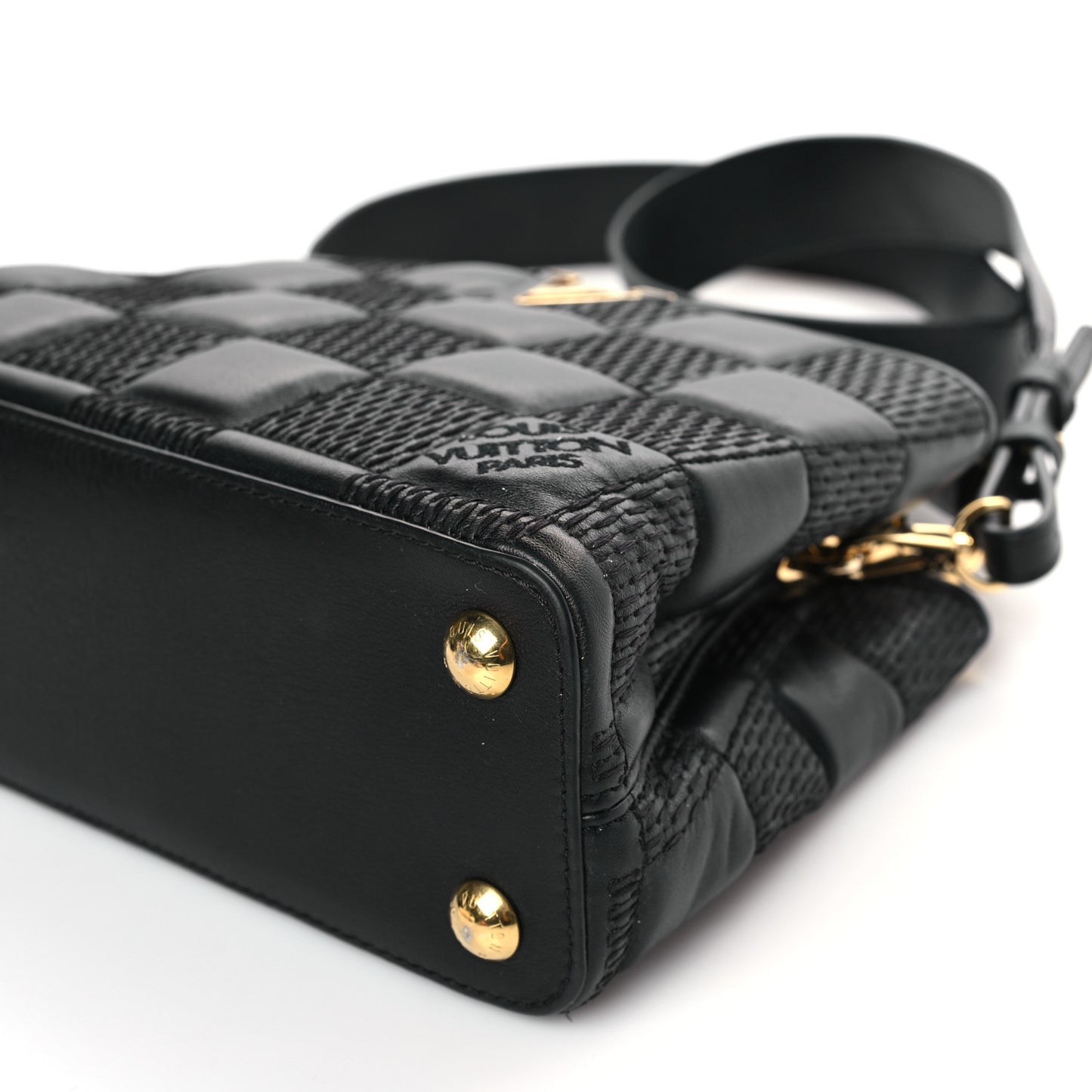 Lambskin Damier Quilt Capucines BB Matte Black