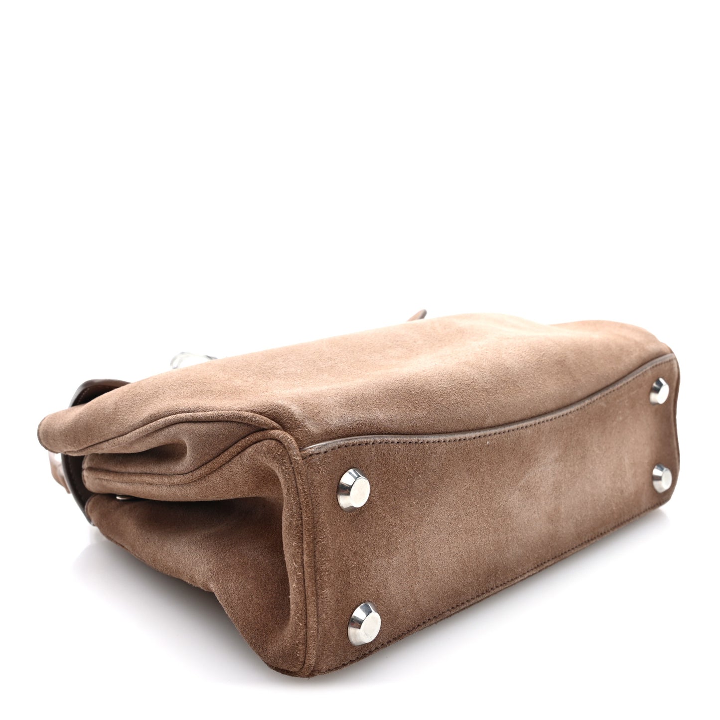 Waxed Suede Small Rodeo Top Handle Handbag Beige