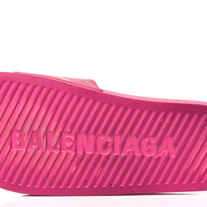 Balenciaga Rubber Allover Logo Womens Pool Slide Sandals 42 Pink Black 6 of 7