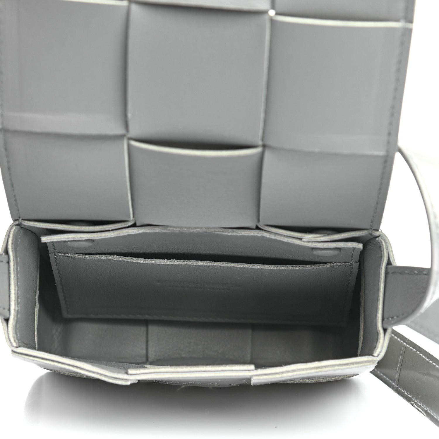 Bottega Veneta Metallic Patent Calfskin Maxi Intrecciato Extra Mini Cassette Crossbody Bag Silver 7 of 8