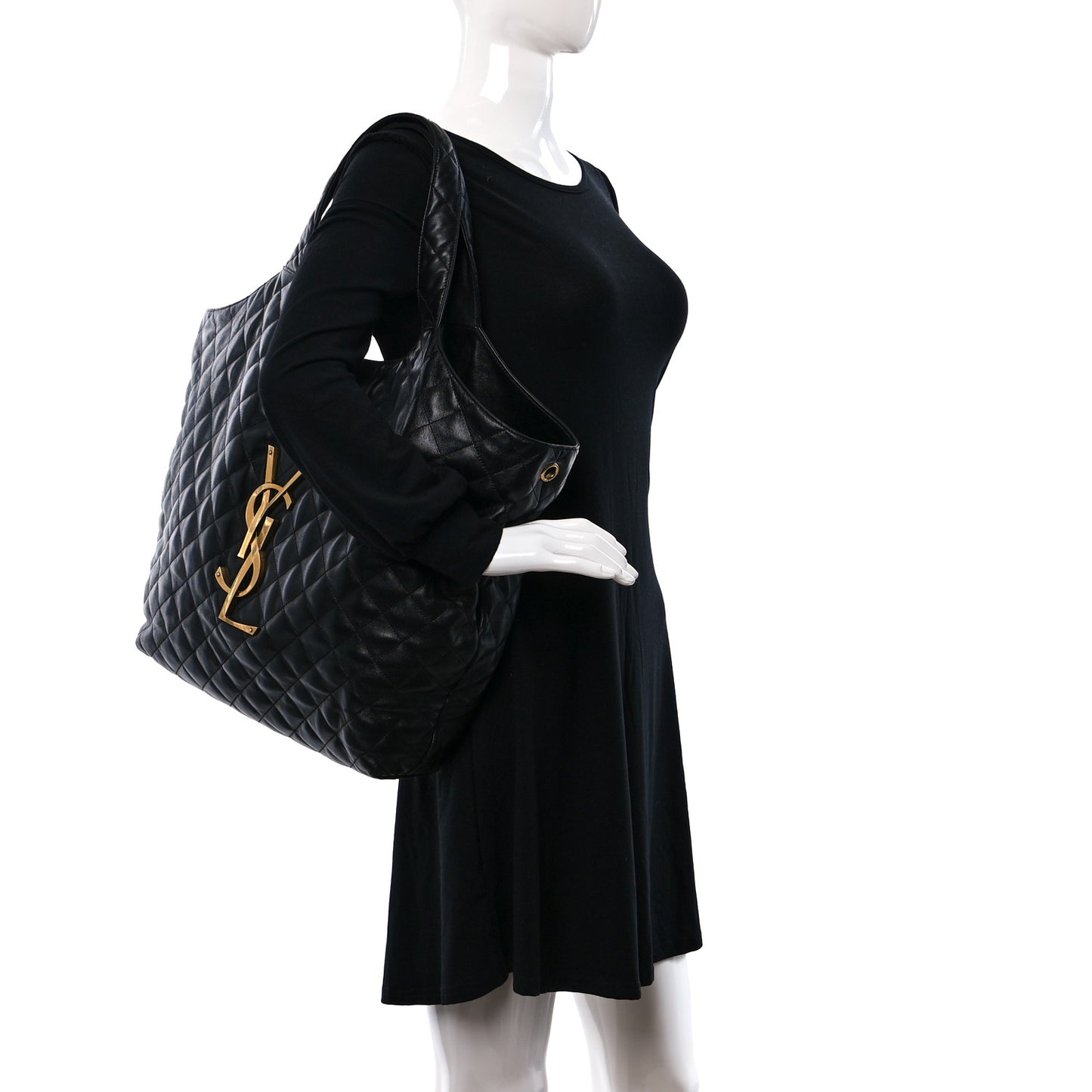 Lambskin Quilted Maxi Icare Shopping Tote Black