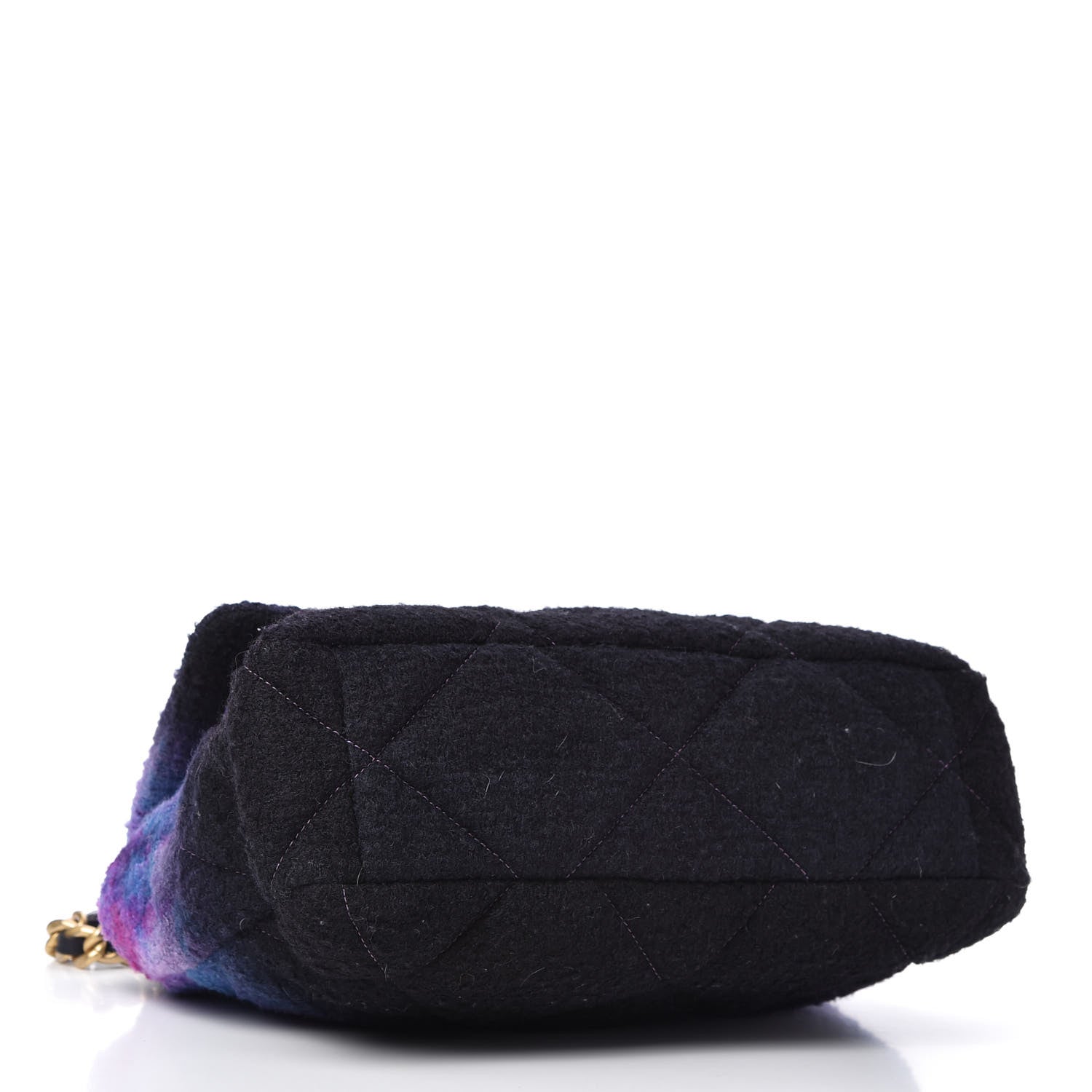 Chanel Wool Tweed Quilted Large Chanel 19 Flap Purple Black Blue 4 of 10