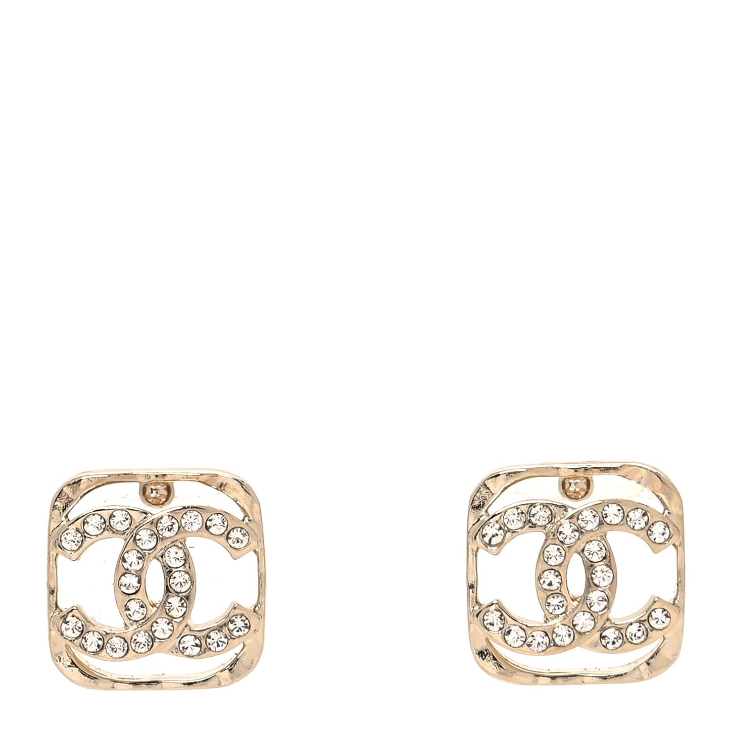 Crystal Square CC Earrings Gold