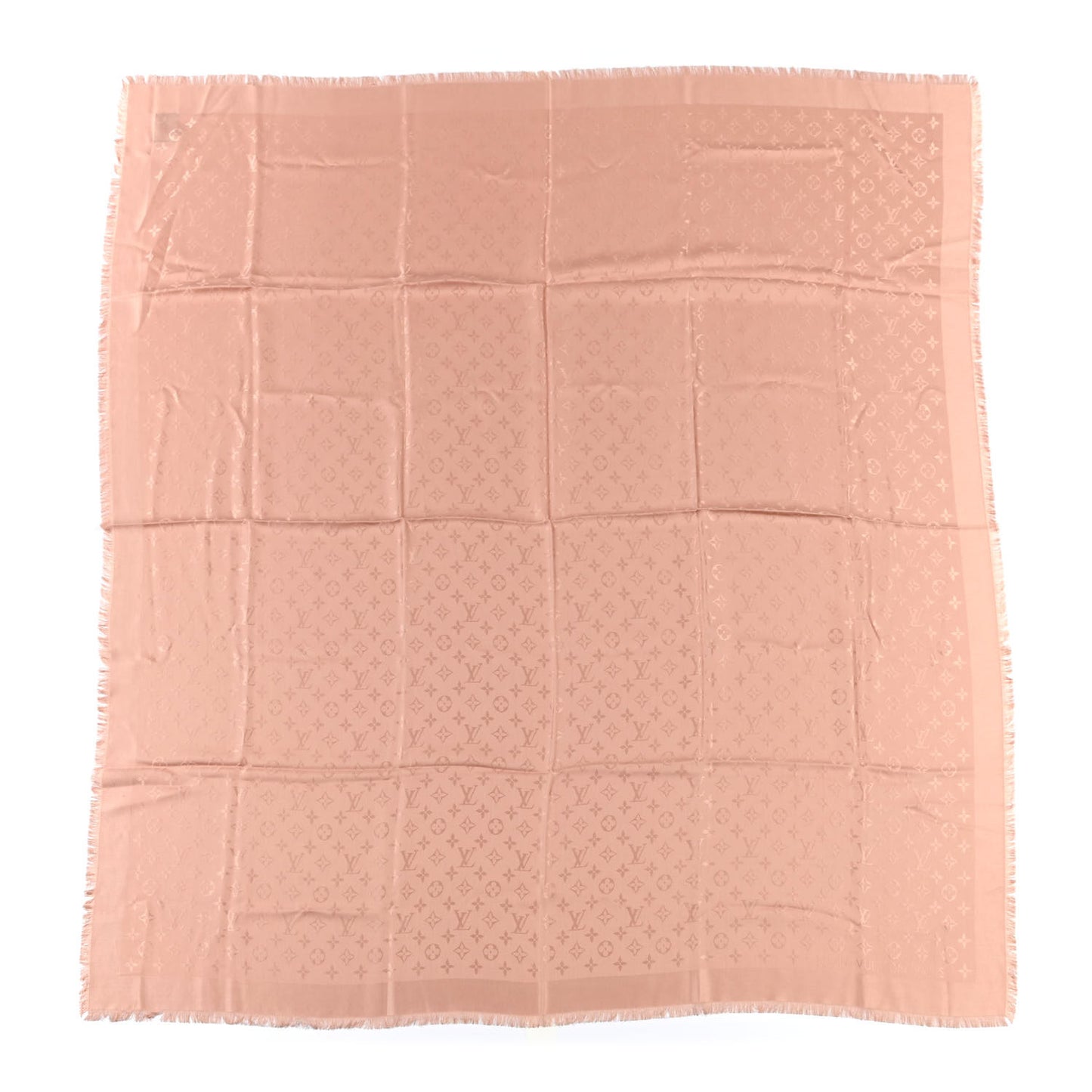 Silk Wool Monogram Shawl Natural