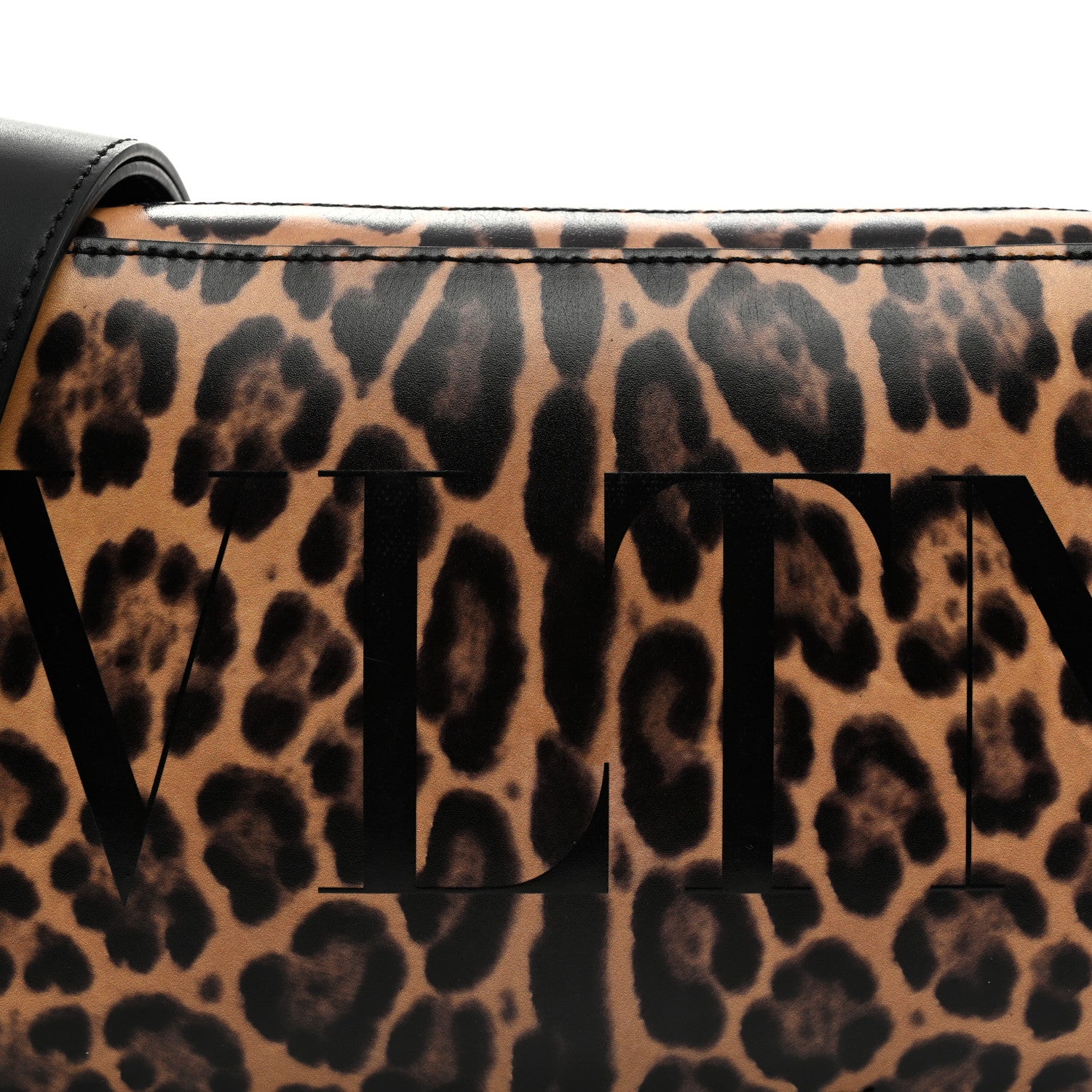 Valentino Garavani Calfskin Leopard VLTN Print Logo Crossbody Bag Tan Brown 7 of 9