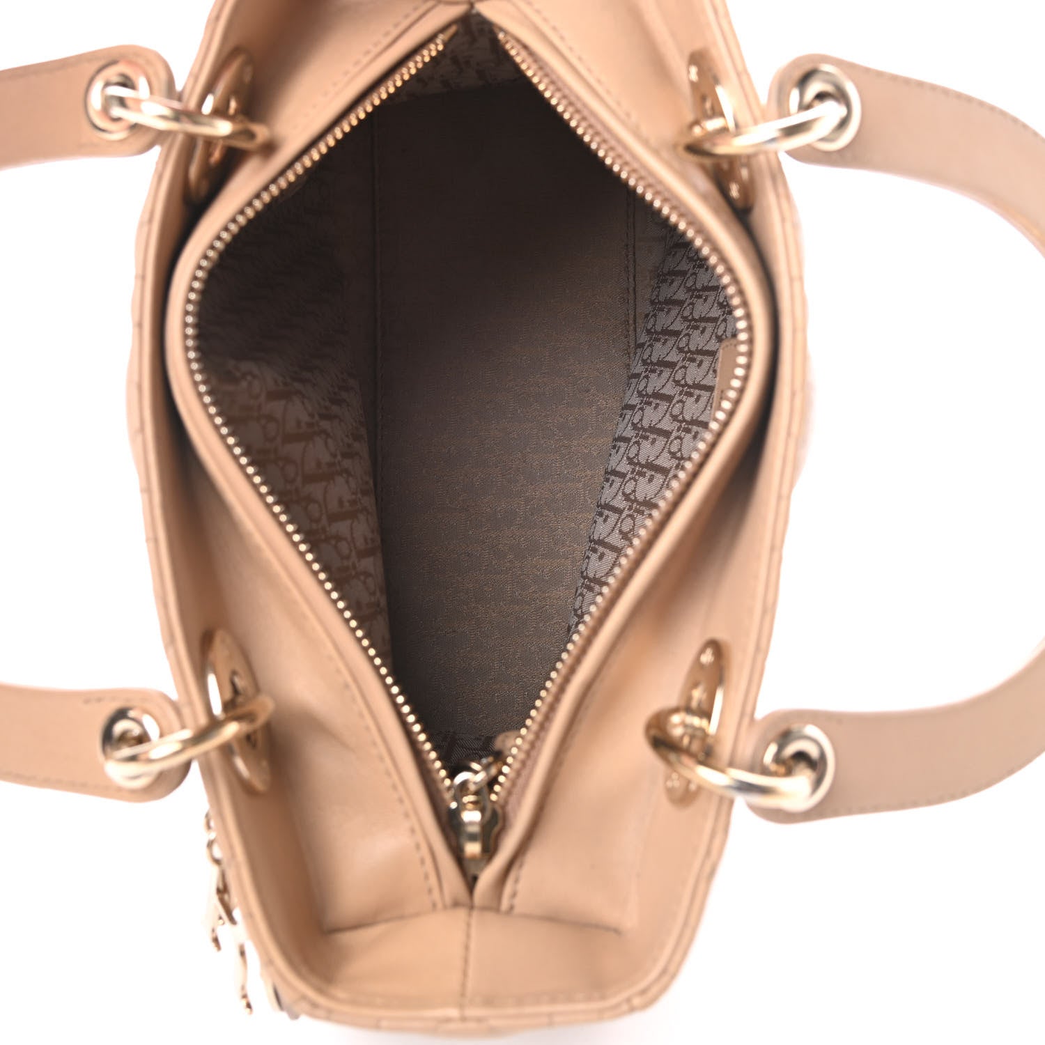 Christian Dior Lambskin Cannage Medium Lady Dior Beige 5 of 13