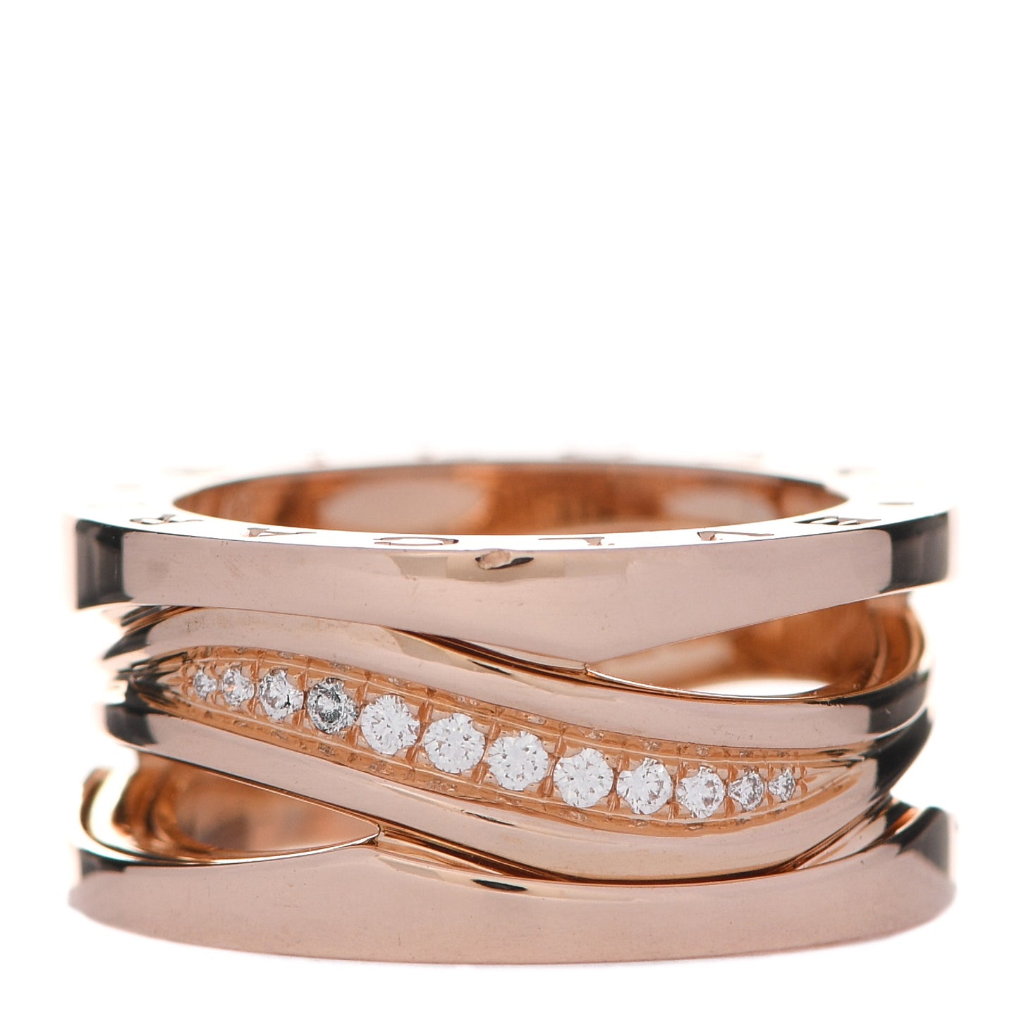 18K Rose Gold Diamond Pave B.Zero1 Legend Ring 49 4.75