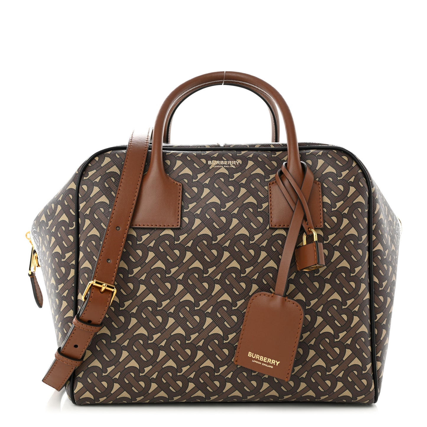 E-canvas Monogram Stripe Medium Cube Bowling Bag Bridle Brown