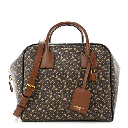 Burberry E-canvas Monogram Stripe Medium Cube Bowling Bag Bridle Brown 1 of 11