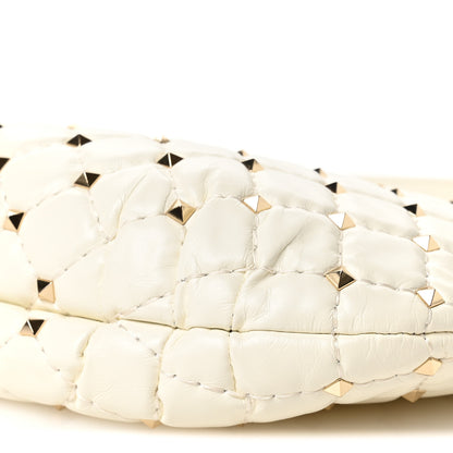 Valentino Garavani Nappa Small Rockstud Spike Hobo Ivory 9 of 9