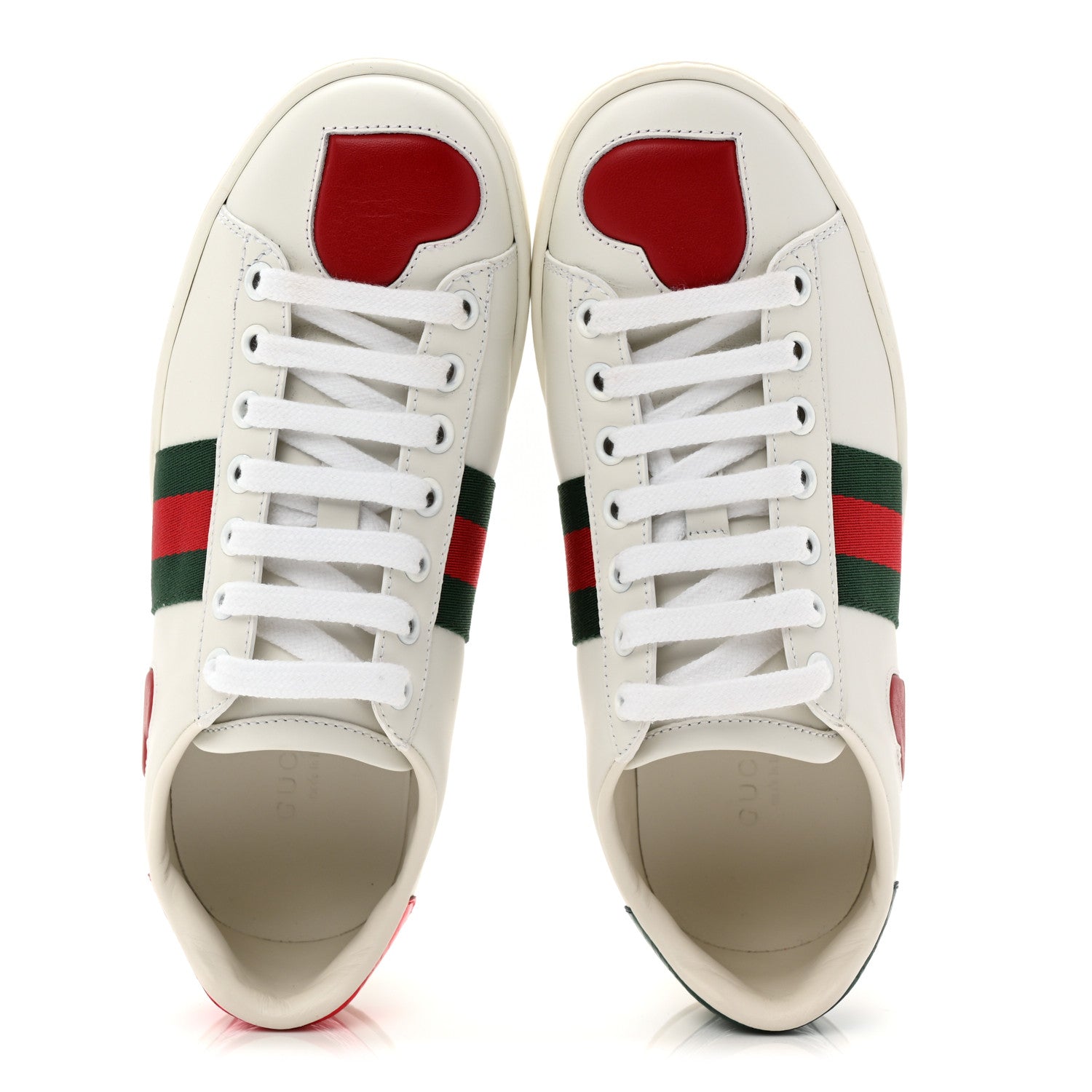 Gucci Calfskin Web Heart Embroidered Womens Ace Sneakers 35 White 2 of 10