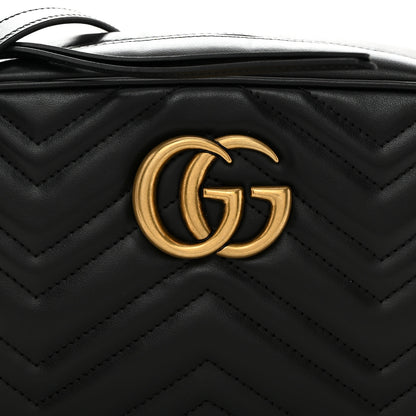 Gucci Calfskin Matelasse Small GG Marmont Chain Shoulder Bag Black 8 of 10