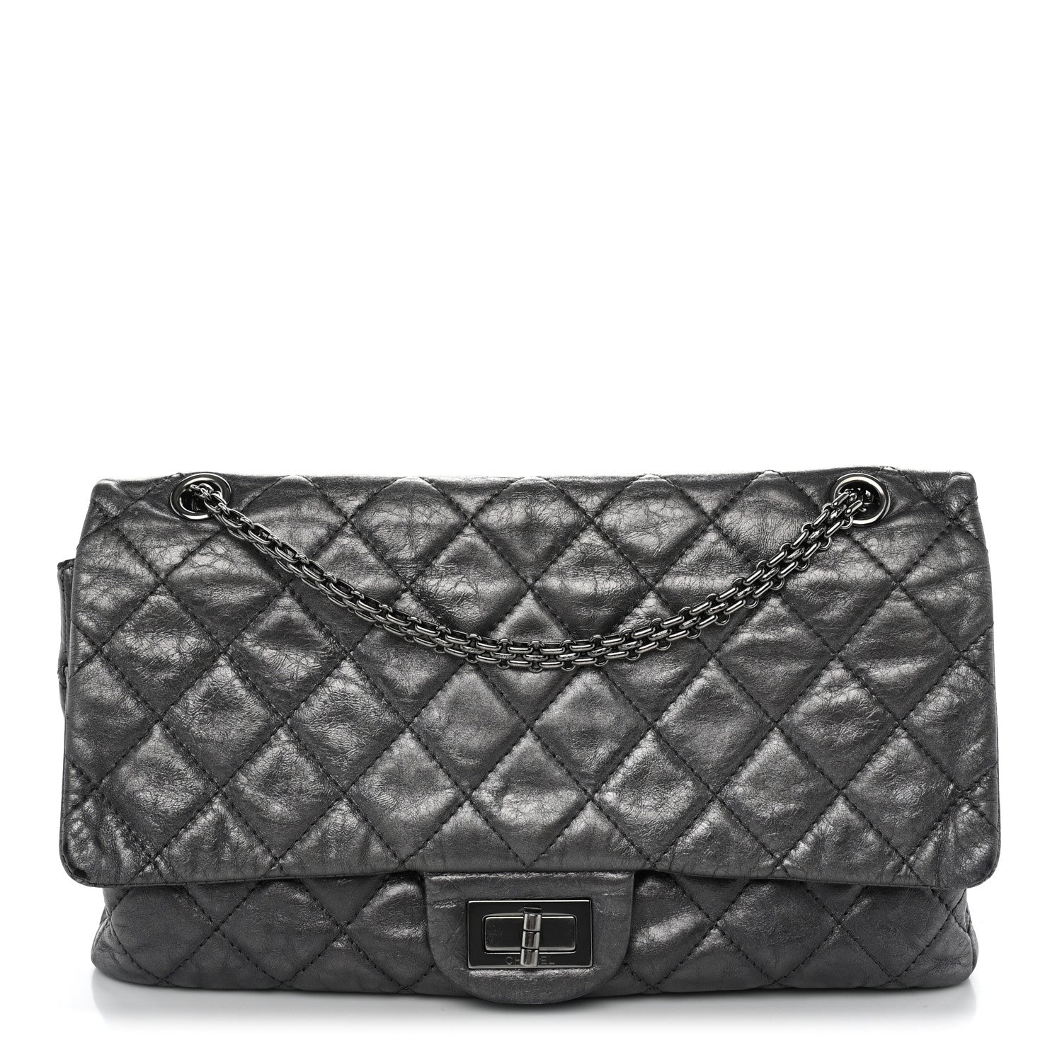Chanel Metallic Aged Calfskin Quilted 2.55 Reissue 227 Flap Dark Silver 1 of 13