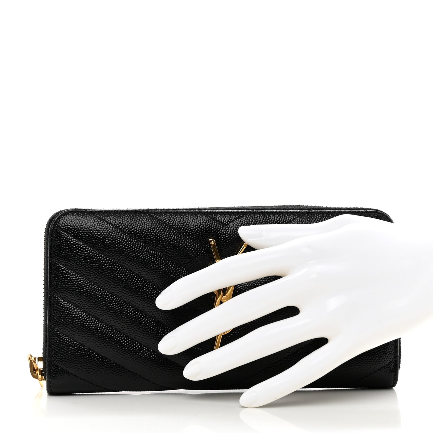 Grain De Poudre Matelasse Chevron Monogram Zip Around Wallet Black