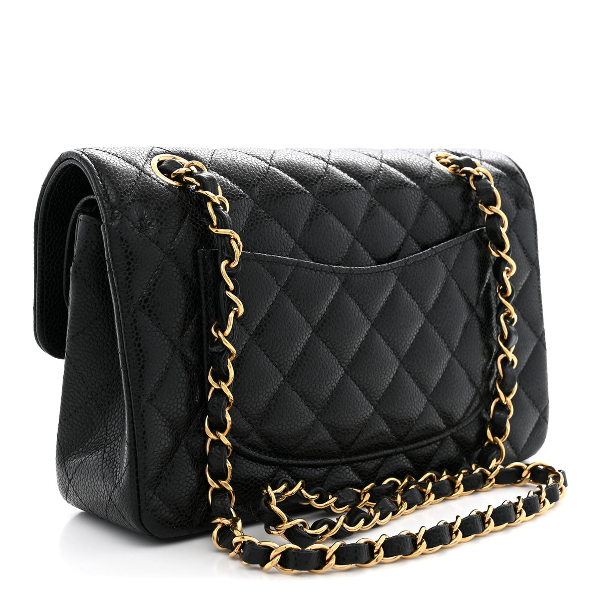 Caviar Quilted Small Double Flap Black
