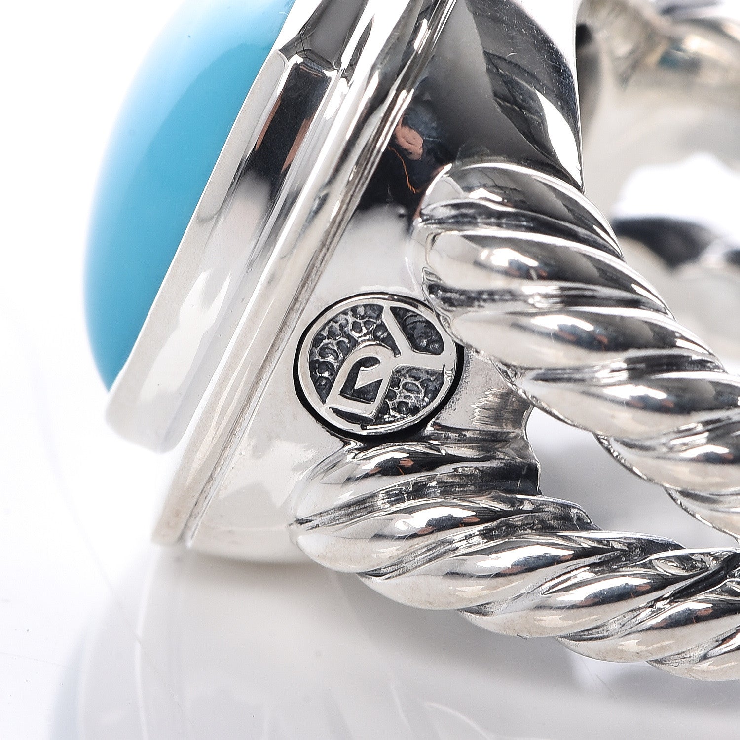 David Yurman Sterling Silver Turquoise 14mm Albion Ring 54 7 5 of 5