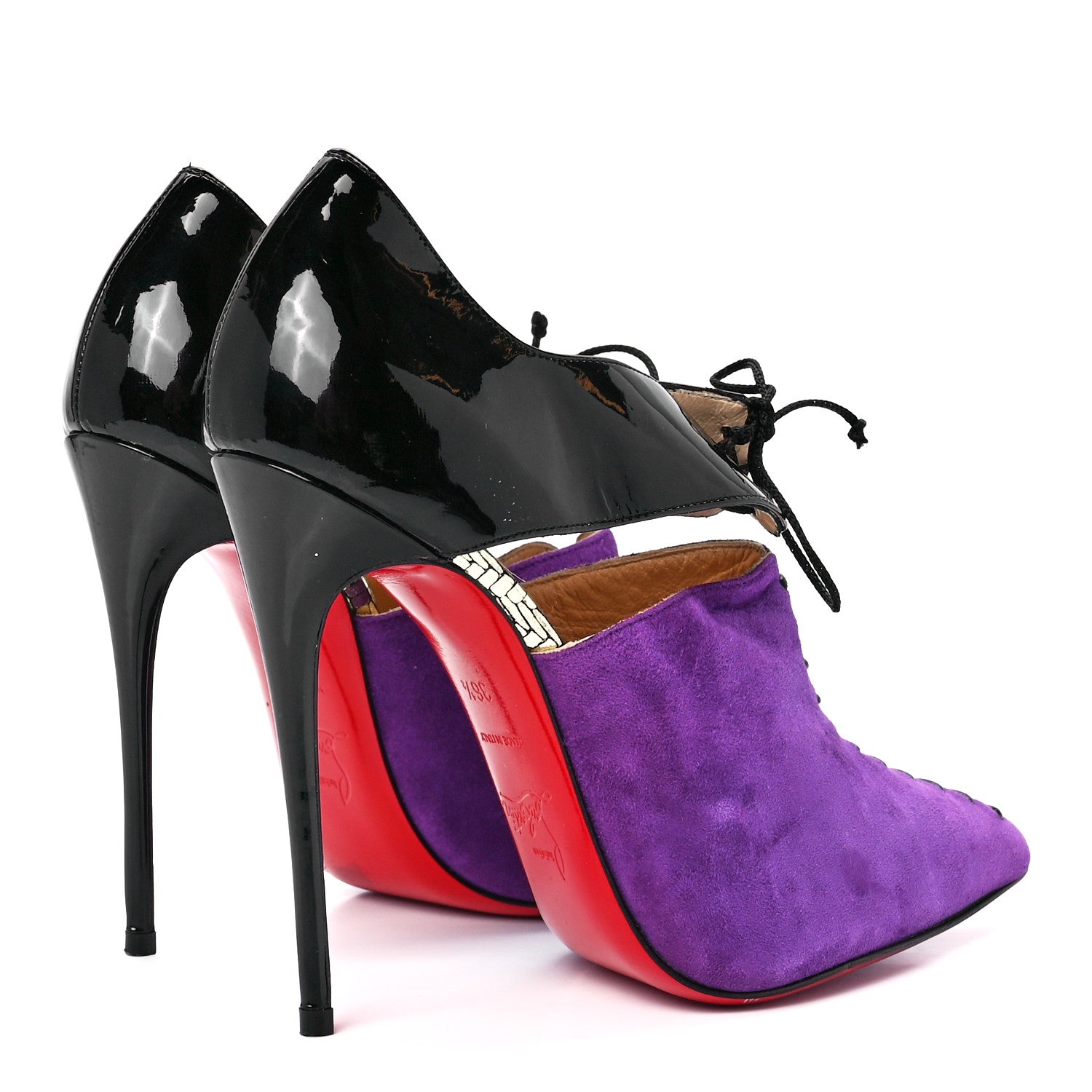 Christian Louboutin Patent Suede Kid Corsita 120 Ankle Boots 36.5 Violet Black 4 of 8