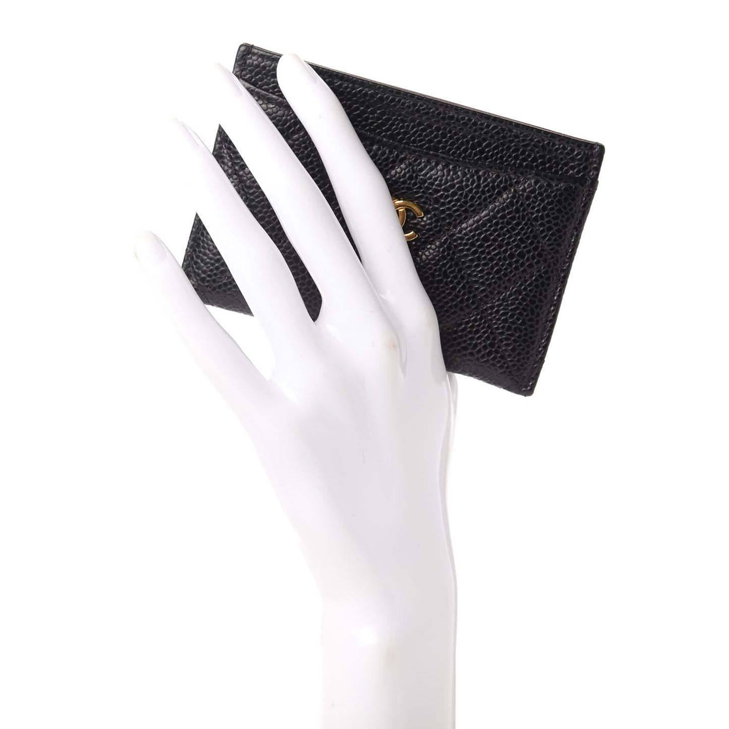 Caviar Quilted Card Holder Black