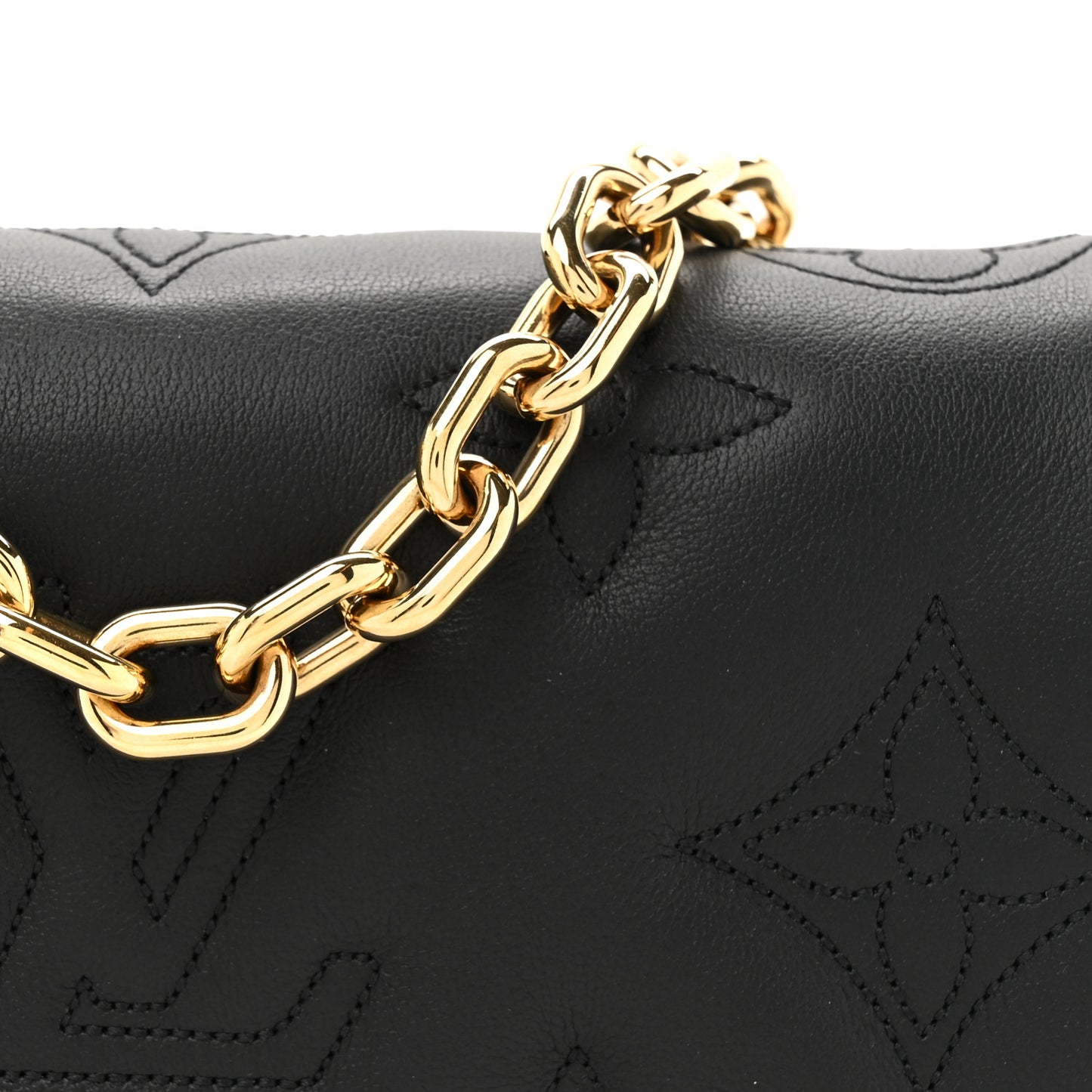 Calfskin Bubblegram Wallet On Strap Black