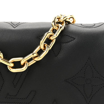 Louis Vuitton Calfskin Bubblegram Wallet On Strap Black 7 of 10