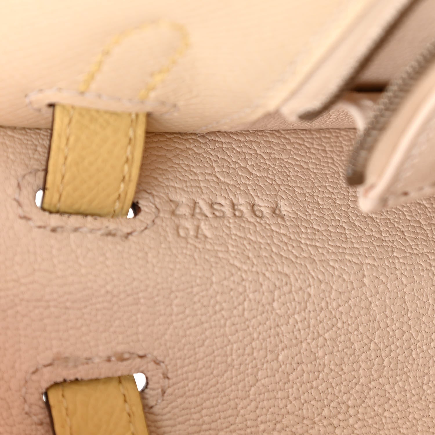 Hermes Epsom Tri-Color Kelly Sellier 25 Nata Jaune Poussin Sesame 7 of 11