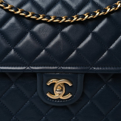 Chanel Caviar Quilted Large Sweet Classic Flap Navy Blue 8 of 11