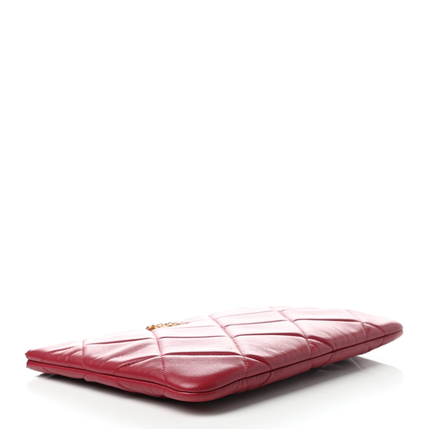 Goatskin Quilted Large Chanel 19 Pouch Red