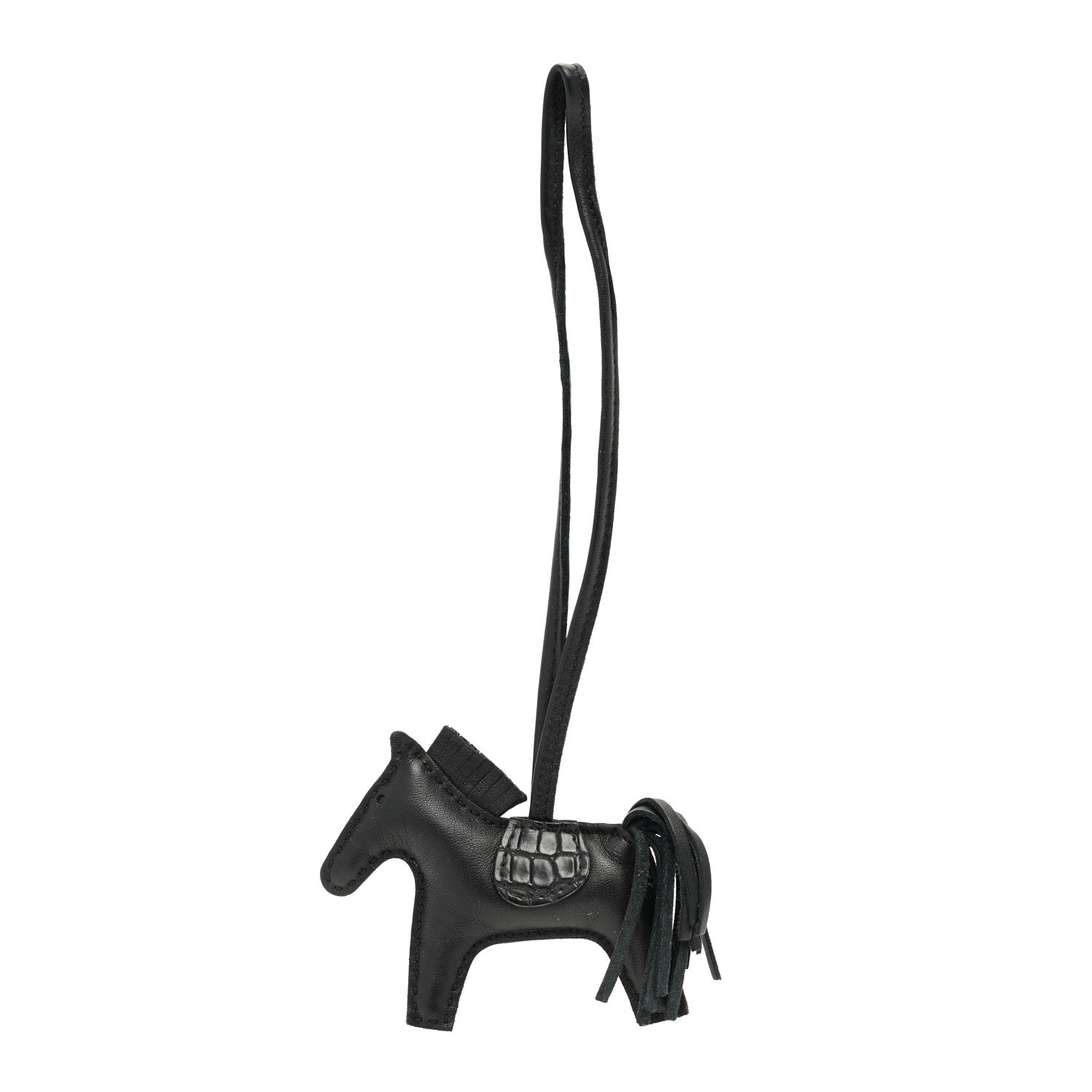 Hermes Milo Lambskin Matte Alligator Touch Grigri Rodeo Horse Bag Charm PM So Black 1 of 4