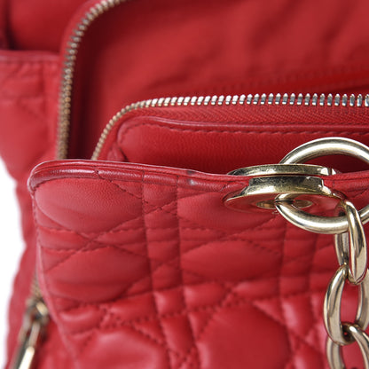 Christian Dior Lambskin Cannage Small Dior Soft Zipped Shopping Tote Red 11 of 20