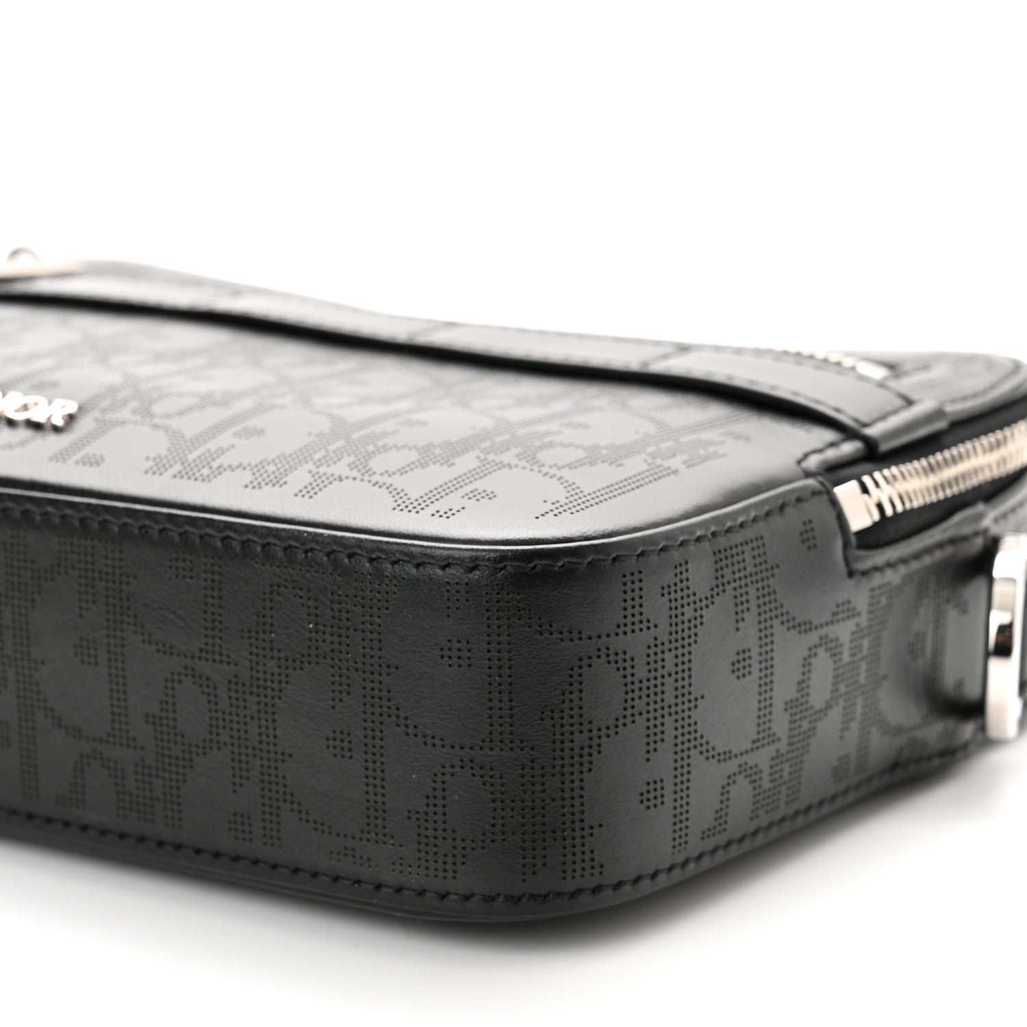 Christian Dior Calfskin Perforated Oblique Galaxy Safari Messenger Bag Black 8 of 8