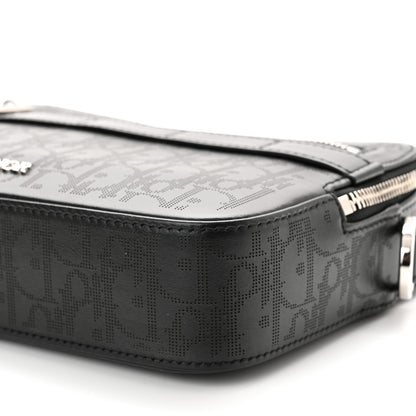 Christian Dior Calfskin Perforated Oblique Galaxy Safari Messenger Bag Black 8 of 8