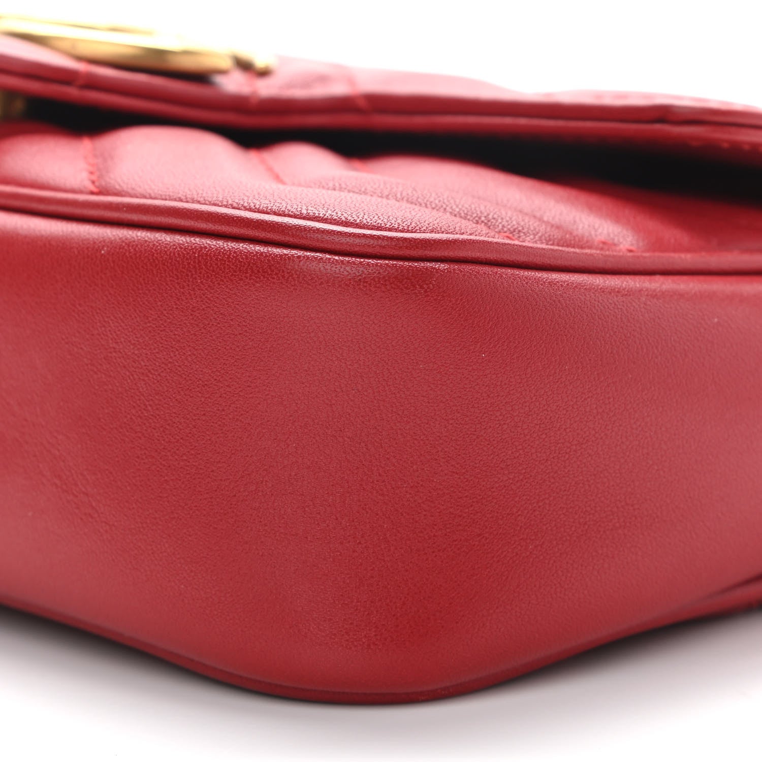 Gucci Calfskin Matelasse Super Mini GG Marmont Shoulder Bag Hibiscus Red 10 of 10