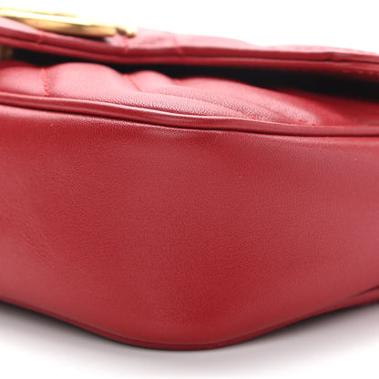 Gucci Calfskin Matelasse Super Mini GG Marmont Shoulder Bag Hibiscus Red 10 of 10