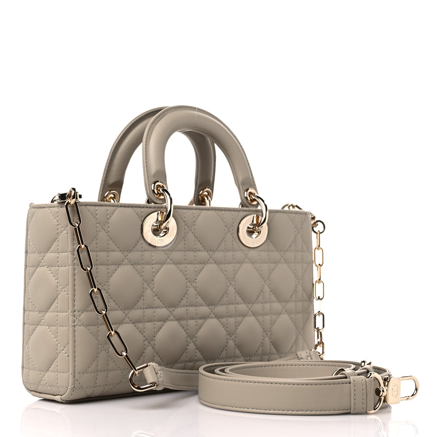 Christian Dior Lambskin Cannage Medium Lady D-Joy Sand 3 of 8