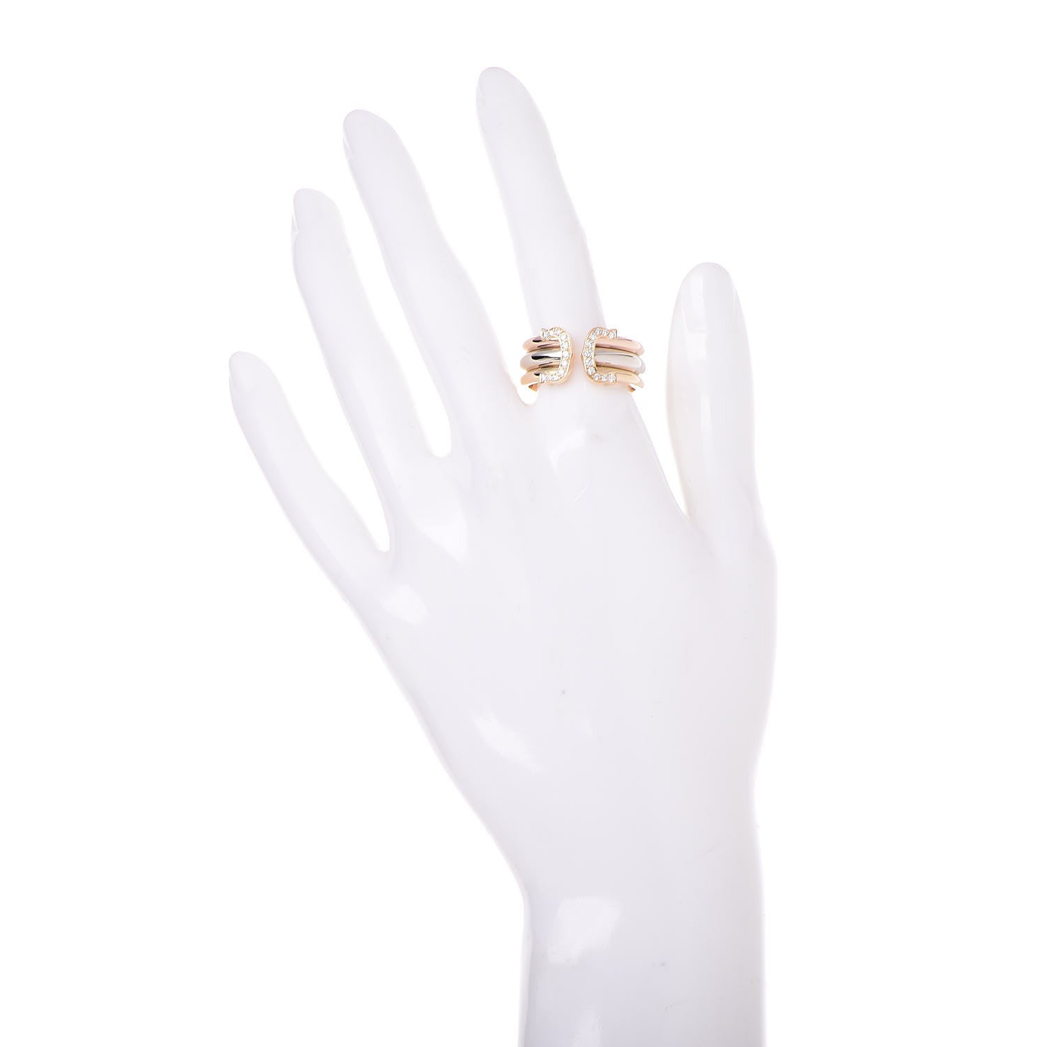 Cartier 18K Pink Yellow White Gold Diamond C De Ring 58 8.25 2 of 4