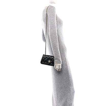 Chanel Lambskin Quilted Rectangular Clutch With Chain Black 2 of 11