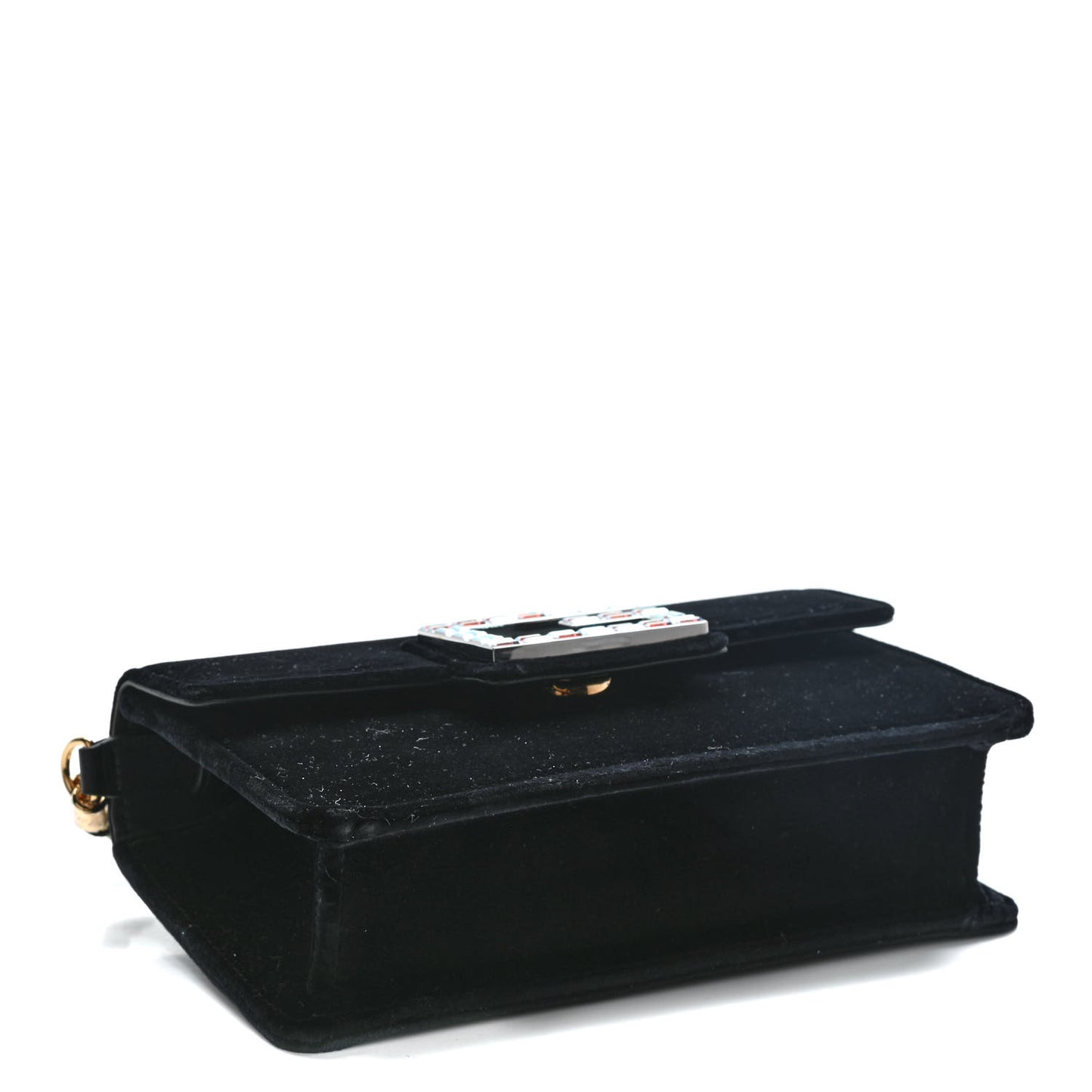 Velvet Crystal Square G Shoulder Bag Black