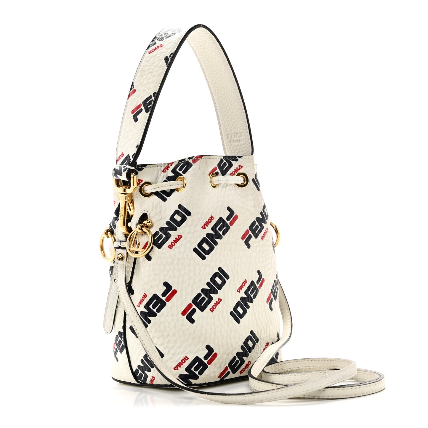 X FILA Vitello F is Fendi Mania Mini Mon Tresor Bucket Bag White