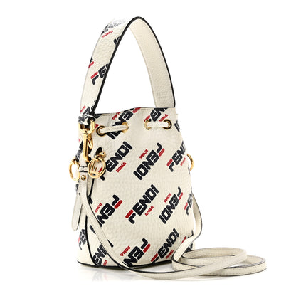 Fendi X FILA Vitello F is Fendi Mania Mini Mon Tresor Bucket Bag White 3 of 10
