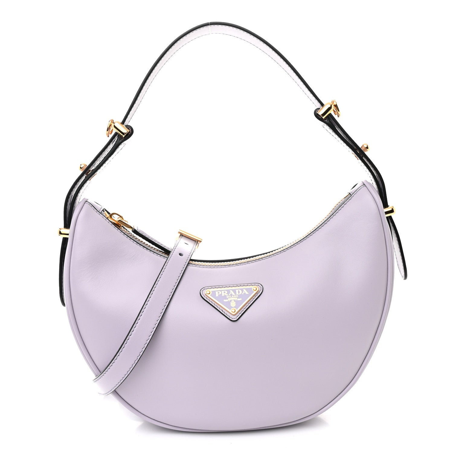 Prada Soft Calfskin Arque Shoulder Bag Glicine 1 of 10