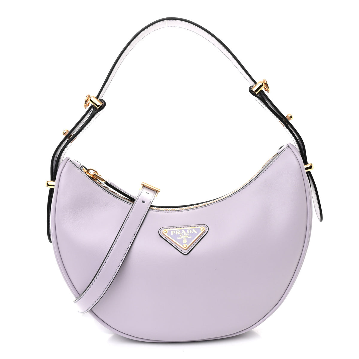 Prada Soft Calfskin Arque Shoulder Bag Glicine 1 of 10