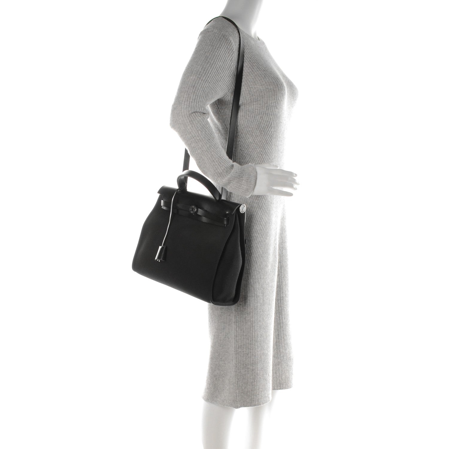 Hermes Military Toile Vache Hunter Herbag Zip PM 31 Black 2 of 6