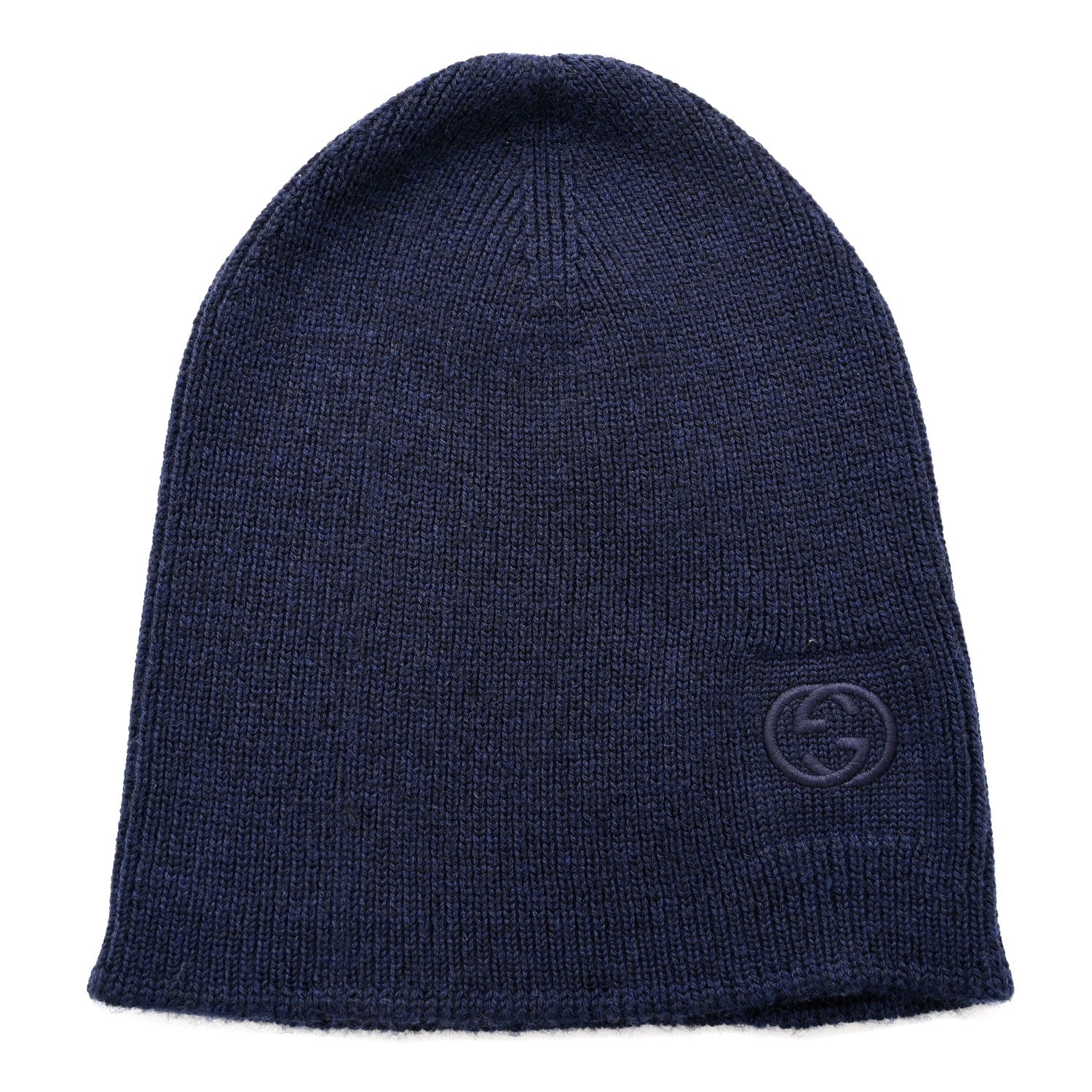 Gucci Wool Tricot Interlocking G Simple GG Beanie Hat M Midnight Blue 1 of 5