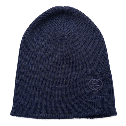 Gucci Wool Tricot Interlocking G Simple GG Beanie Hat M Midnight Blue 1 of 5