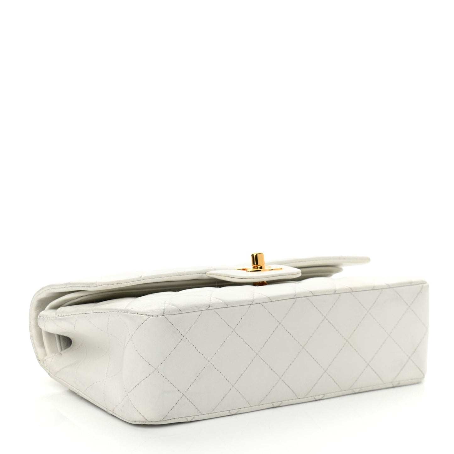 Lambskin Quilted Small Double Flap White