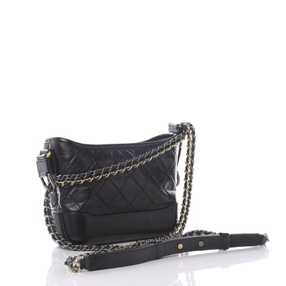 Chanel Aged Calfskin Quilted Charms Small Gabrielle Hobo Black 2 of 9