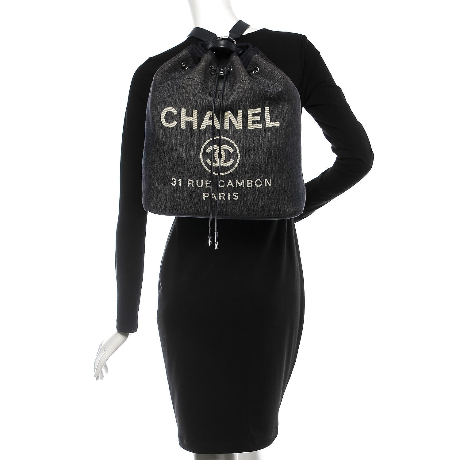 Chanel Canvas Large Deauville Backpack Denim Blue 2 of 7