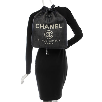 Chanel Canvas Large Deauville Backpack Denim Blue 2 of 7