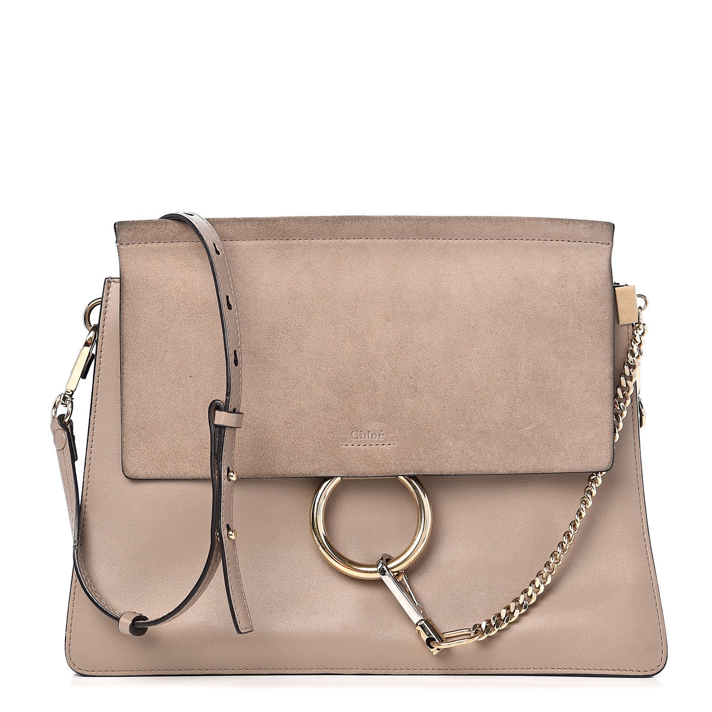 Calfskin Suede Medium Faye Shoulder Bag Motty Grey