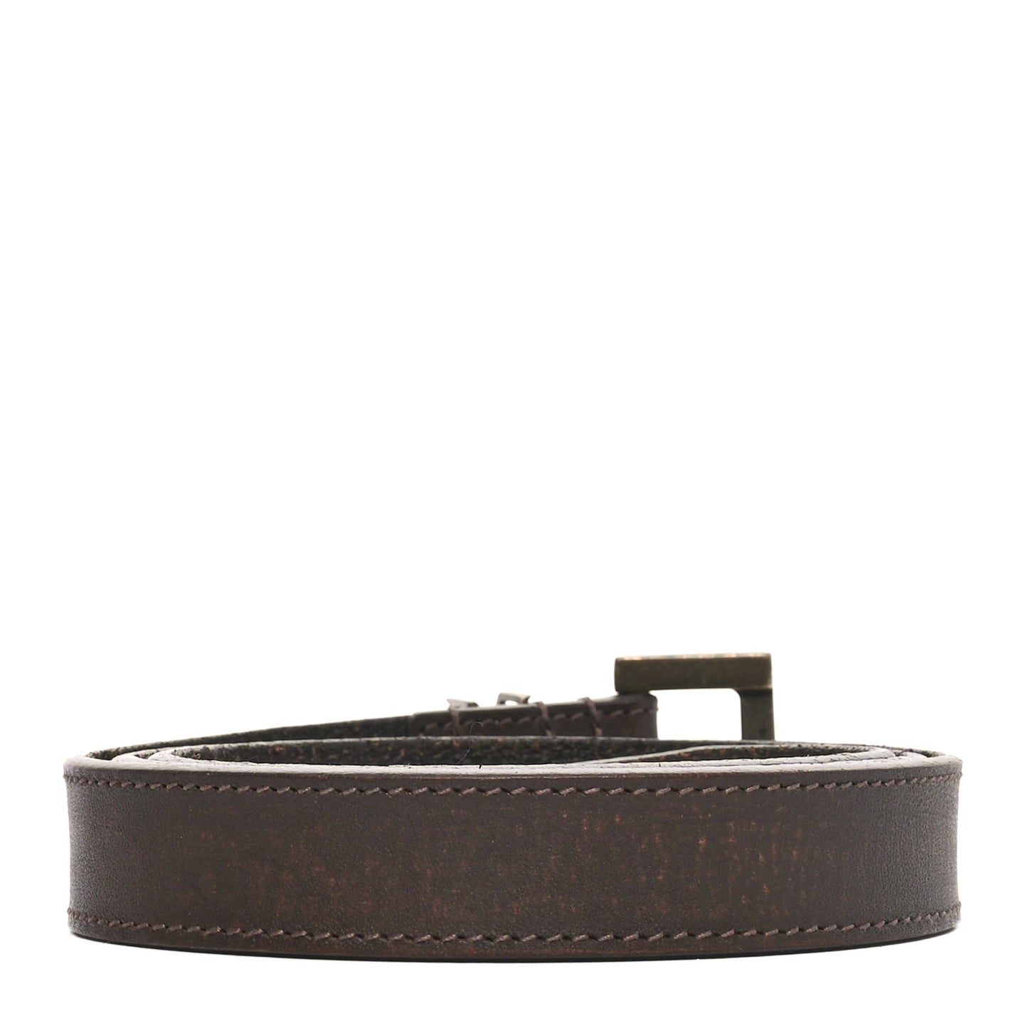 Calfskin Monogram Narrow Square Buckle Belt 75 30 Brown